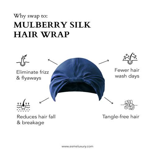 Blue Pure Silk Hair Wrap