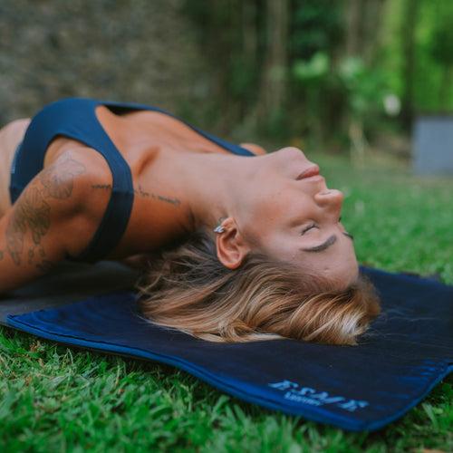 Silk Face & Hair Yoga Mat- Blue