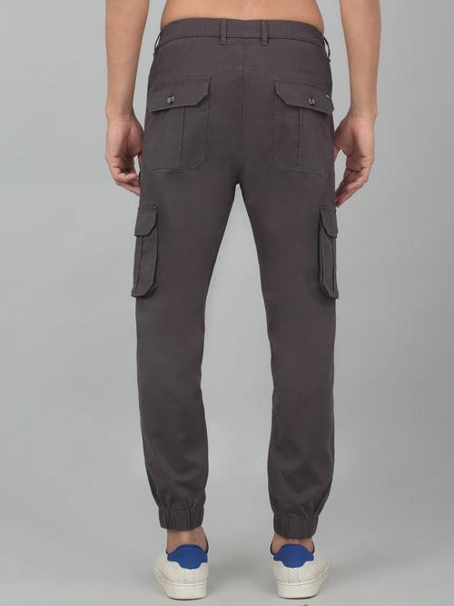 Cantabil Men's Grey Solid Stretchable Cargo