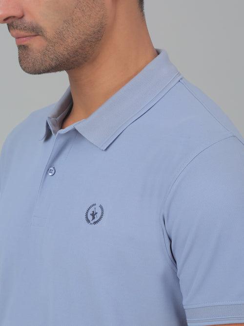 Cantabil Men's Blue Solid Half Sleeve Activewear T-shirt