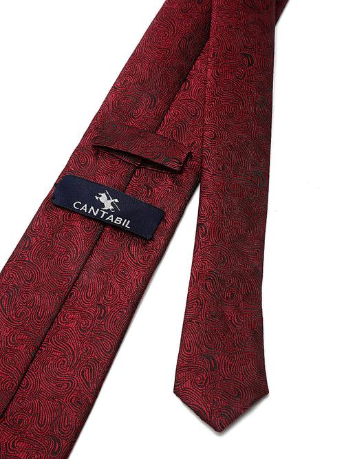 Cantabil Men's Maroon Printed Broad Tie