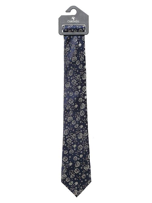 Cantabil Men's Navy Blue Printed Broad Tie