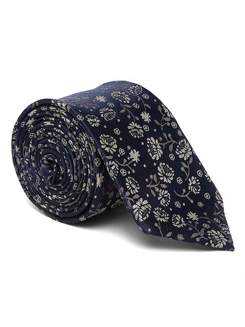 Cantabil Men's Navy Blue Printed Broad Tie