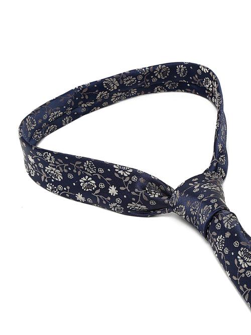 Cantabil Men's Navy Blue Printed Broad Tie