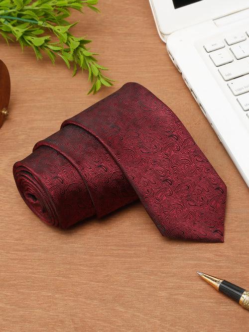 Cantabil Men's Maroon Printed Broad Tie