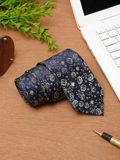 Cantabil Men's Navy Blue Printed Broad Tie