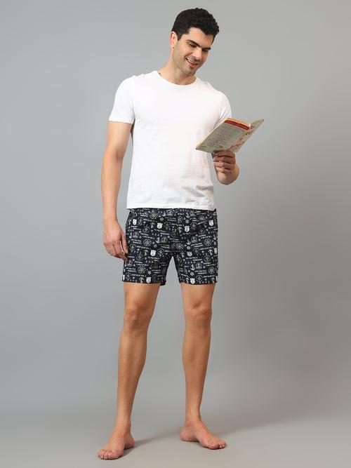 Cantabil Men's Navy Blue Printed Boxer