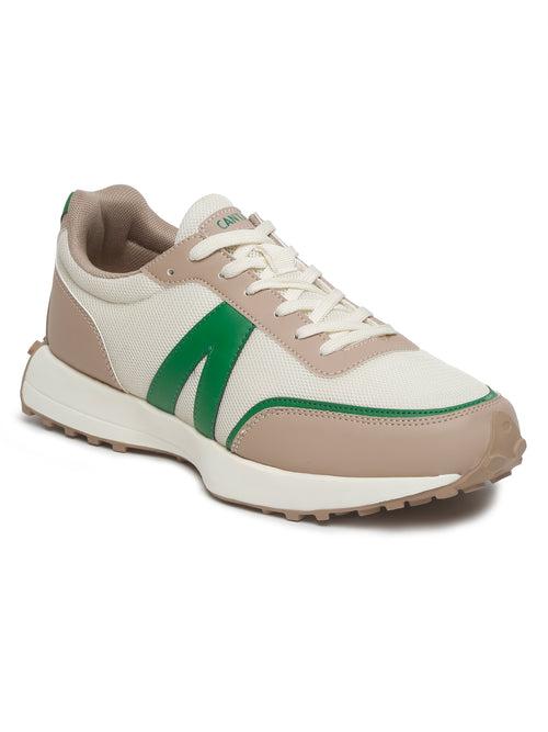 Cantabil Men's Green Color Block Lace-Up Casual Sneakers