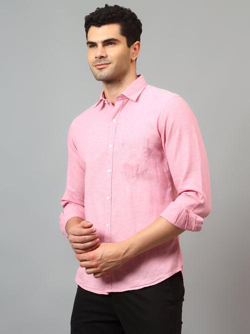 Cantabil Men's Pink Solid  Full Sleeves Casual Shirt