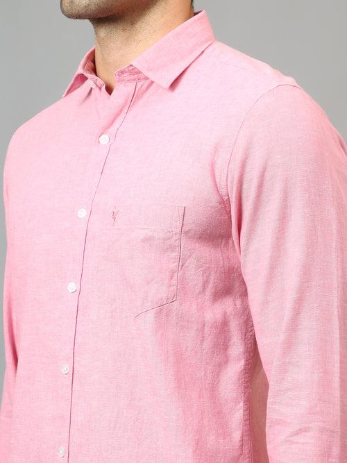 Cantabil Men's Pink Solid  Full Sleeves Casual Shirt