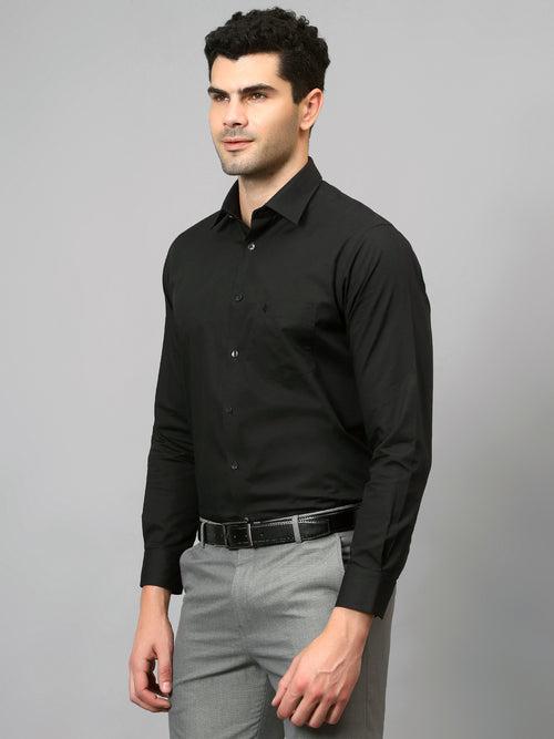 Cantabil Men's Black Solid Full Sleeves Formal Shirt