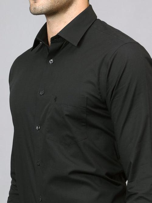 Cantabil Men's Black Solid Full Sleeves Formal Shirt