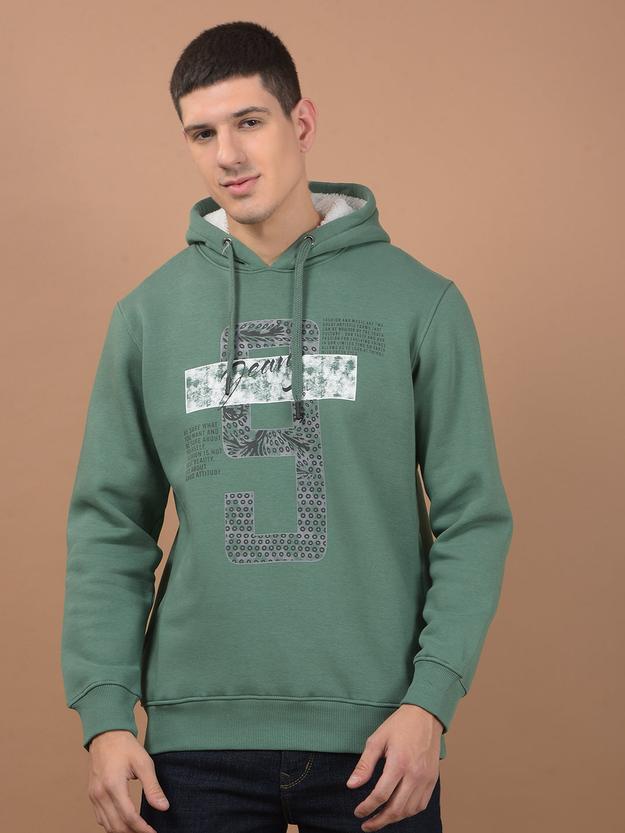 Men Round Neck Full Sleeves Olive Casual Sweatshirt