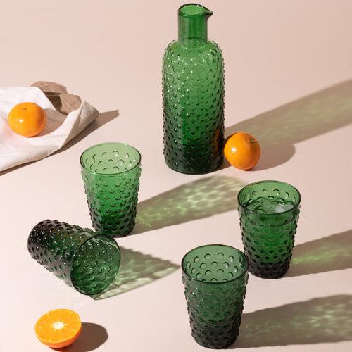 Bottle and Glass Set In Emerald