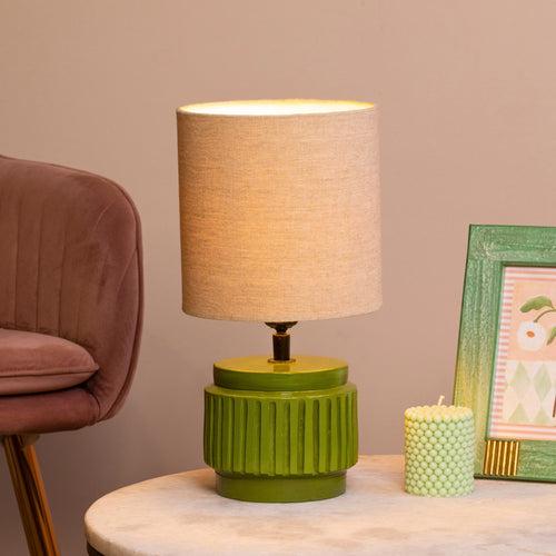 Olive Green Hand painted Terracotta Table Lamp