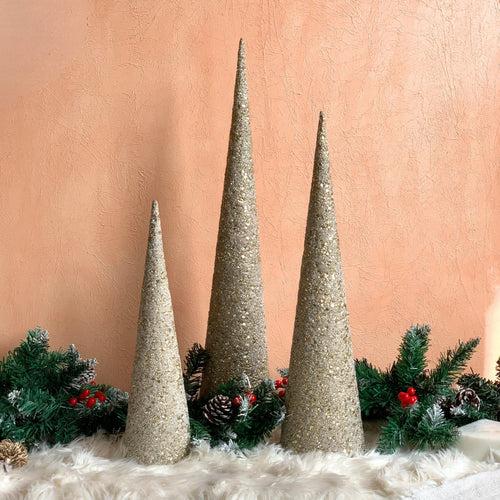 Sparkling Snowfall  - Set of 3 Shellac  Christmas Trees