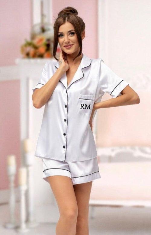 Personalised satin night shirt with shorts