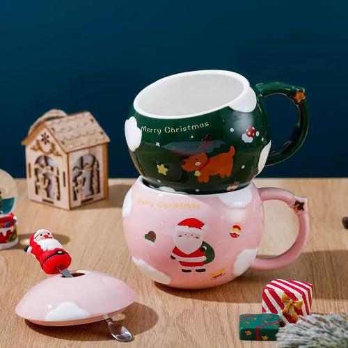 Round Christmas mug with spoon