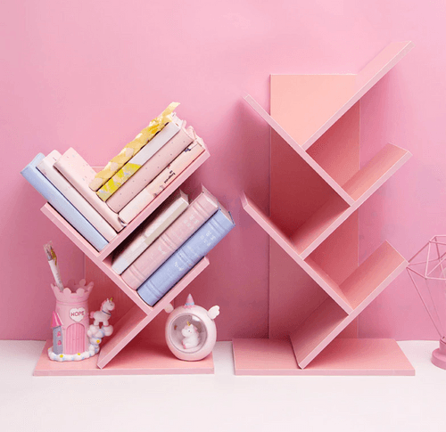 Baby pink wooden shelf