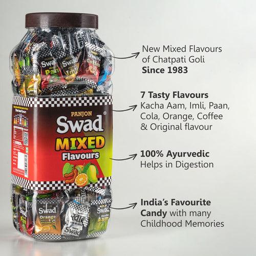 Swad Originals Candy Chocolate(Original Digestive,Paan,Kachha Aam, Imli, Cola,Orange,Coffeo,)7 Flavors Toffee Jar x 200 Each Candies