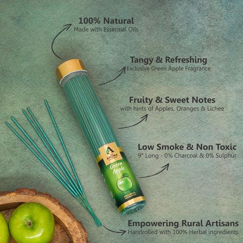 The Aroma Factory Incense Sticks (Strawberry, Green Apple, Chocolate & Pineapple Agarbatti) 4 bottles, Fragrance Jute Gift Pack