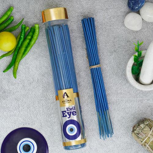 The Aroma Factory Evil Eye Incense Stick (0% Charcoal 0% Sulphates) Organic & Herbal Nazar Kavach Agarbatti Bottle Pack, 100G