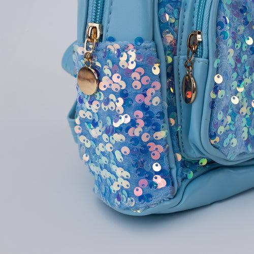 Sequins Mini Backpack for Girls (1793) - Light Blue