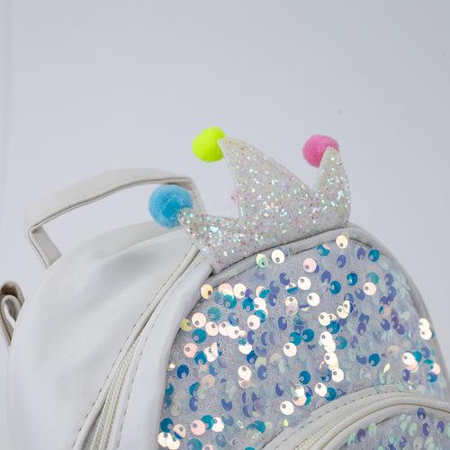 Sequins Mini Backpack for Girls (1793) - White