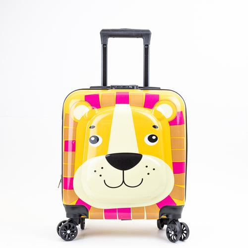 Kids Zoo Lion Printed Hard-Sided Cabin Trolley Bag - Yellow