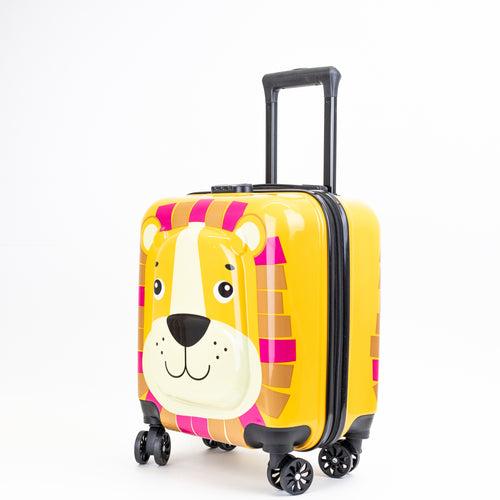 Kids Zoo Lion Printed Hard-Sided Cabin Trolley Bag - Yellow