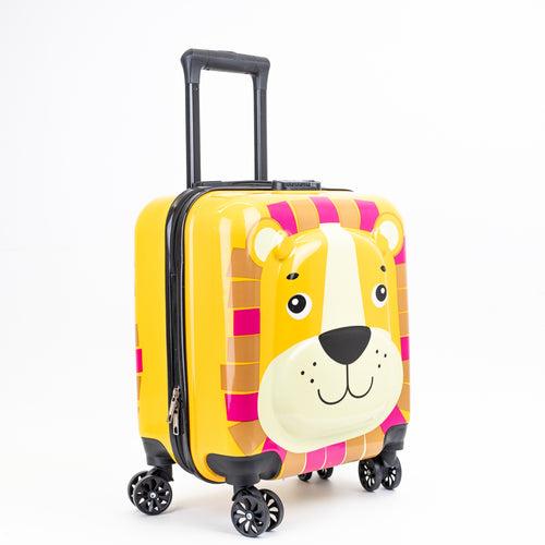 Kids Zoo Lion Printed Hard-Sided Cabin Trolley Bag - Yellow