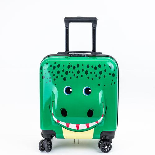 Kids Zoo Crocodile Printed Hard-Sided Cabin Trolley Bag - Green