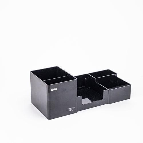 Deli 6 Compartments Plastic Desk Organizer (Black)