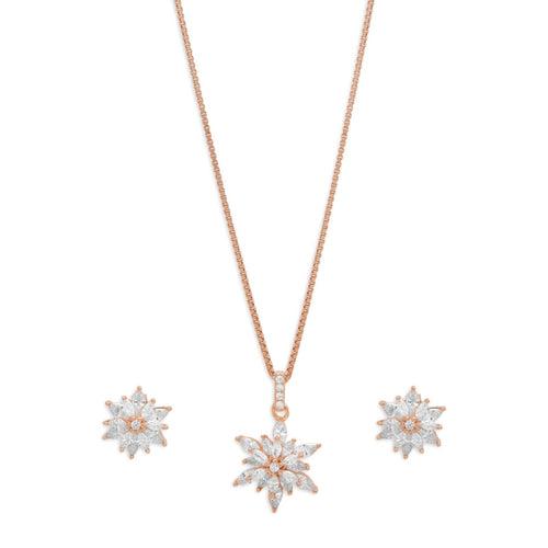 Rose Gold Blooms 925 Sterling Silver Jewelry Set