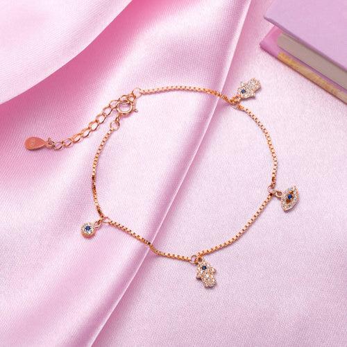 Divine Protection 925 Sterling Silver Rose gold Plated Bracelet