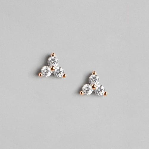 Delicate Elegance CZ Rose Gold-Plated 925 Sterling Silver Stud Earrings