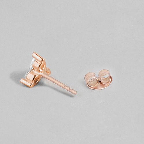 Delicate Elegance CZ Rose Gold-Plated 925 Sterling Silver Stud Earrings