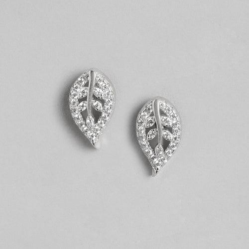 Whimsical Whispers 925 Sterling Silver Rhodium-Plated Leaf Earrings