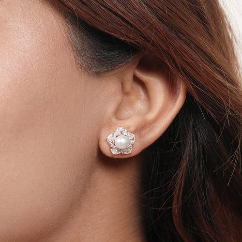 Blooming Beauty 925 Sterling Silver Rose Gold-Plated Flower Earrings
