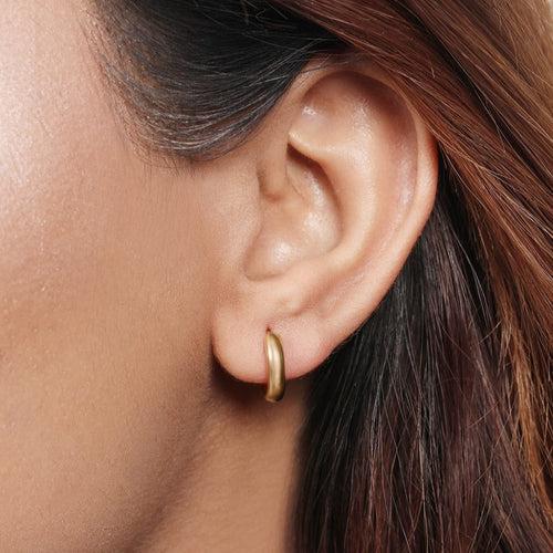 Classic Gold Plated 925 Sterling Silver Half Hoop Earrings