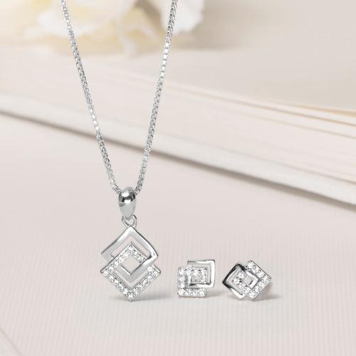 Ethereal Radiance 925 Sterling Silver Rhodium-Plated Jewelry Set