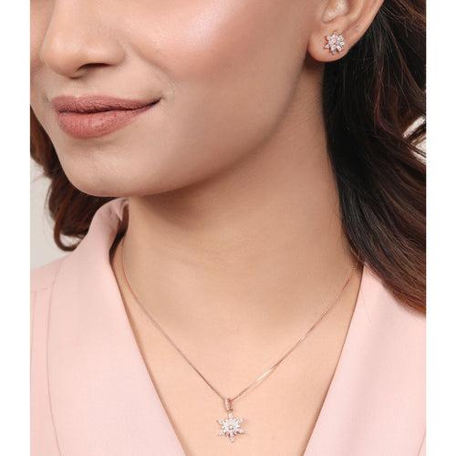 Rose Gold Blooms 925 Sterling Silver Jewelry Set