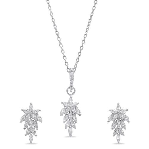 Whimsical Leaves 925 Sterling Silver Rhodium-Plated Jewellery Set