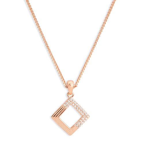 Square Sparkle Rose Gold Plated 925 Sterling Silver Pendant