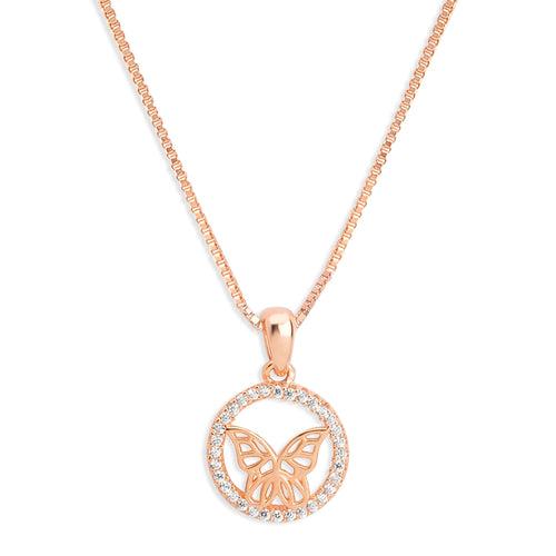 Whimsical Wings Rose Gold Plated 925 Sterling Silver Pendant