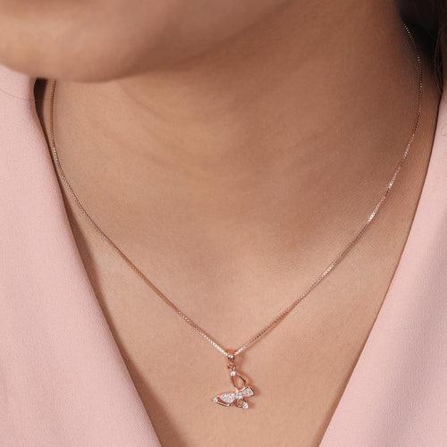 Graceful Flutter Rose Gold Plated 925 Sterling Silver Butterfly Pendant