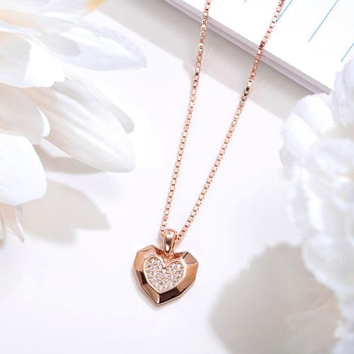 Heartfelt Elegance Rose Gold Plated 925 Sterling Silver Heart Pendant