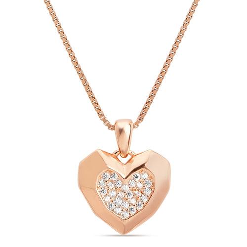 Heartfelt Elegance Rose Gold Plated 925 Sterling Silver Heart Pendant