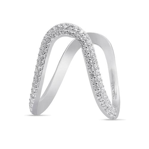 Abstract Elegance Rhodium Plated 925 Sterling Silver Ring