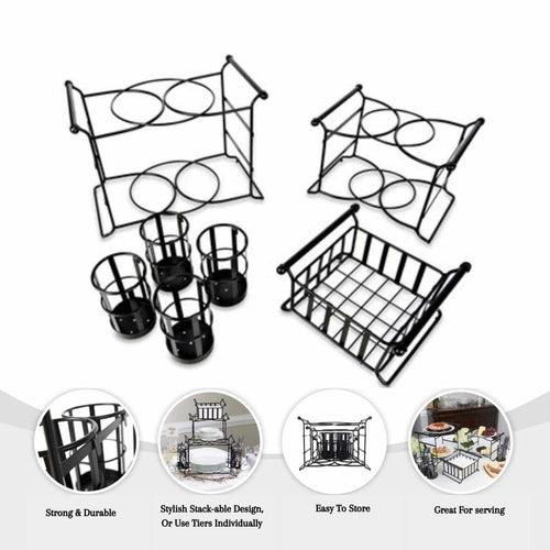 3 Tier Multipurpose Tabletop Stackable Buffet Caddy Organizer Hosting Parties